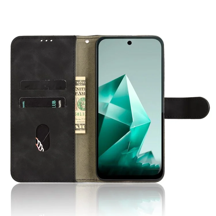 Cover a portafoglio in pelle per Infinix Note 50x 5G, effetto pelle, antiurto, colore nero