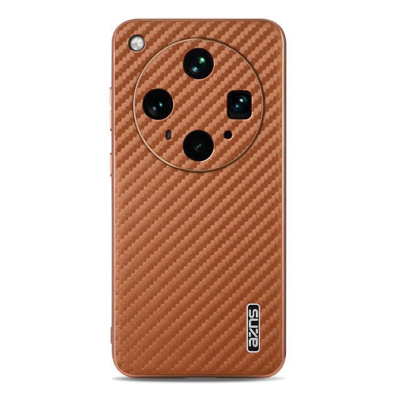 AZNS For Oppo Find X8 Ultra 5G Case Electroplating Carbon Fiber Texture PU + TPU Phone Cover - Brown