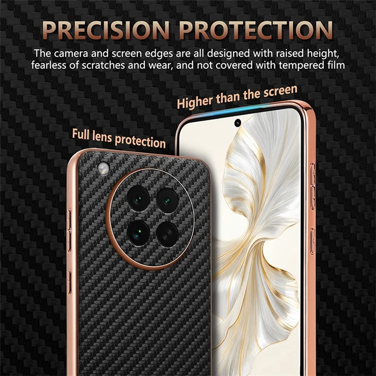 Capa AZNS para Oppo Find X8s 5G com Textura de Fibra de Carbono Eletroplastizada, PU + TPU - Preto