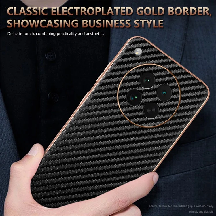 Capa AZNS para Oppo Find X8s 5G com Textura de Fibra de Carbono Eletroplastizada, PU + TPU - Preto
