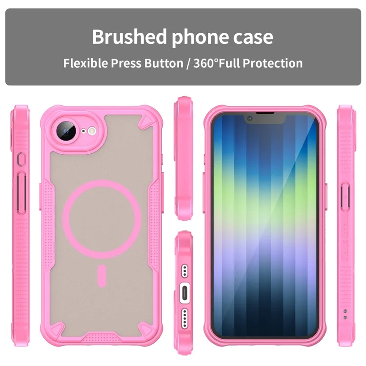 Funda magnética para iPhone 16e compatible con MagSafe TPU + Cubierta trasera de PC - Rosa