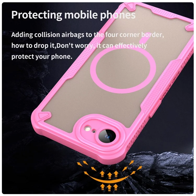 Funda magnética para iPhone 16e compatible con MagSafe TPU + Cubierta trasera de PC - Rosa