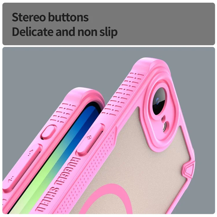 Funda magnética para iPhone 16e compatible con MagSafe TPU + Cubierta trasera de PC - Rosa
