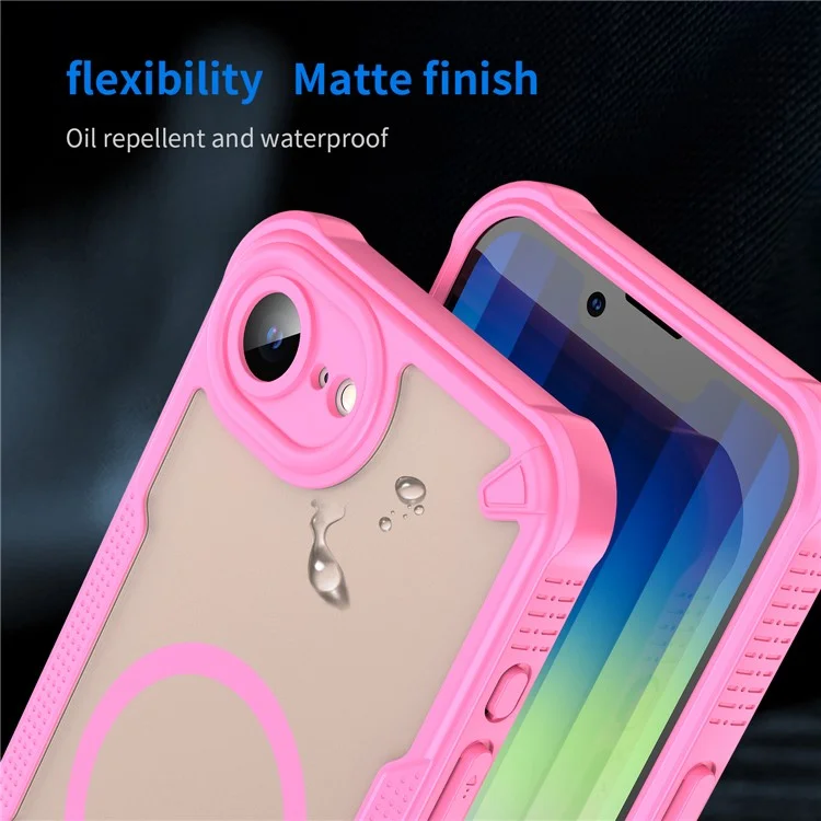 Funda magnética para iPhone 16e compatible con MagSafe TPU + Cubierta trasera de PC - Rosa
