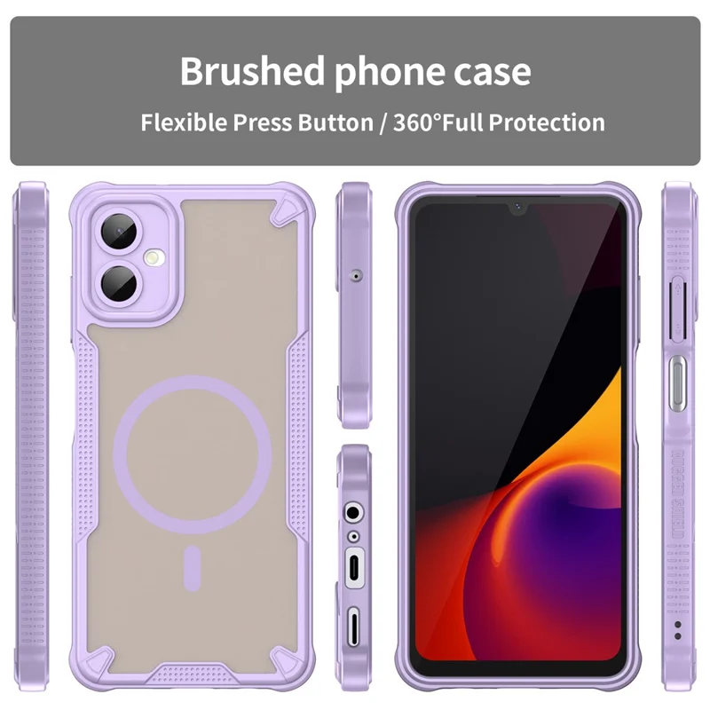 For Samsung Galaxy A06 5G Magnetic Case TPU + PC Phone Back Cover - Purple