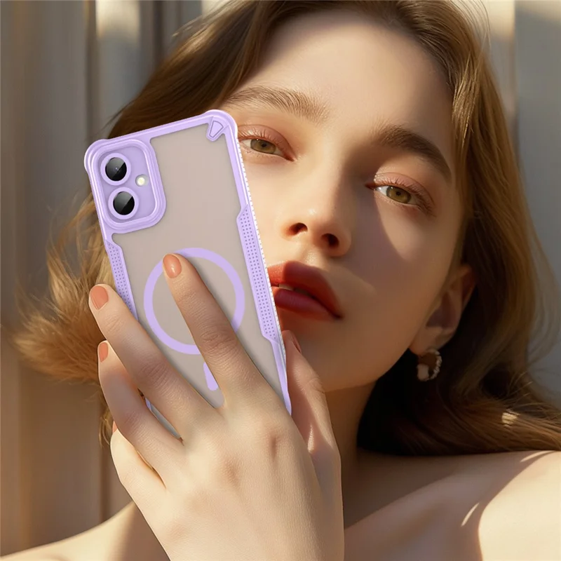 For Samsung Galaxy A06 5G Magnetic Case TPU + PC Phone Back Cover - Purple