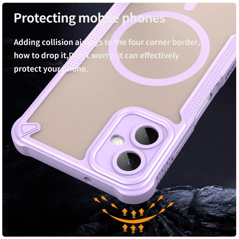 For Samsung Galaxy A06 5G Magnetic Case TPU + PC Phone Back Cover - Purple
