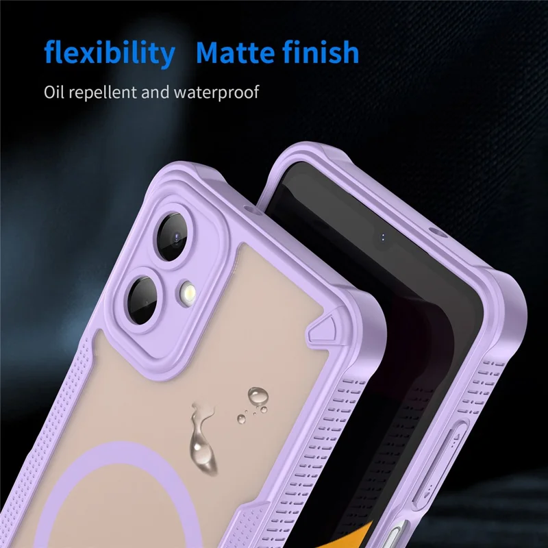 For Samsung Galaxy A06 5G Magnetic Case TPU + PC Phone Back Cover - Purple