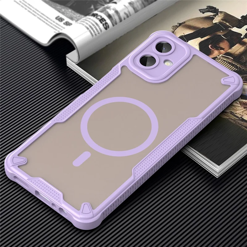 For Samsung Galaxy A06 5G Magnetic Case TPU + PC Phone Back Cover - Purple