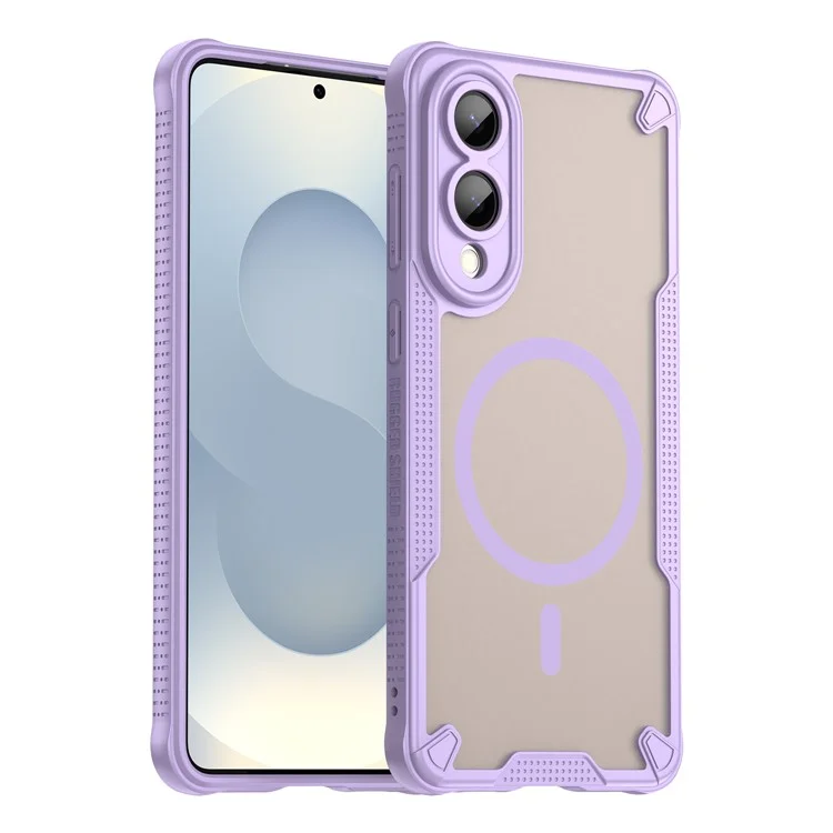 For Samsung Galaxy S25 Edge Magnetic Case Compatible with MagSafe TPU + PC Phone Back Cover - Purple