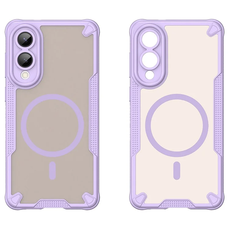 For Samsung Galaxy S25 Edge Magnetic Case Compatible with MagSafe TPU + PC Phone Back Cover - Purple
