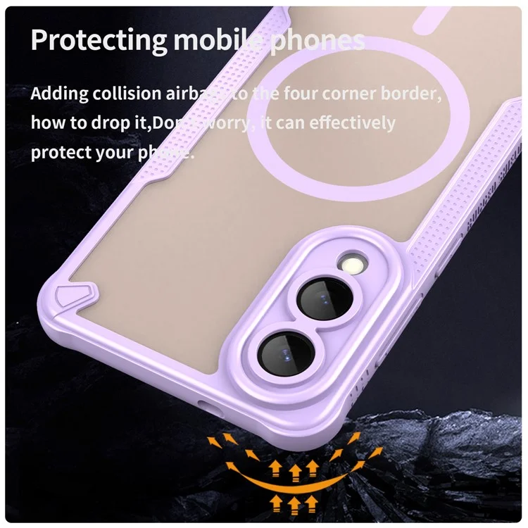For Samsung Galaxy S25 Edge Magnetic Case Compatible with MagSafe TPU + PC Phone Back Cover - Purple