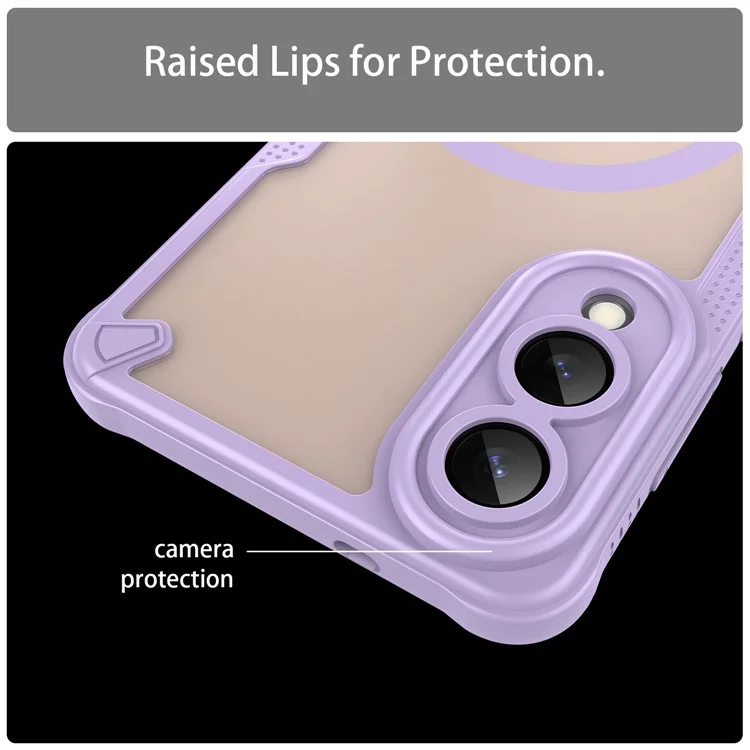 For Samsung Galaxy S25 Edge Magnetic Case Compatible with MagSafe TPU + PC Phone Back Cover - Purple