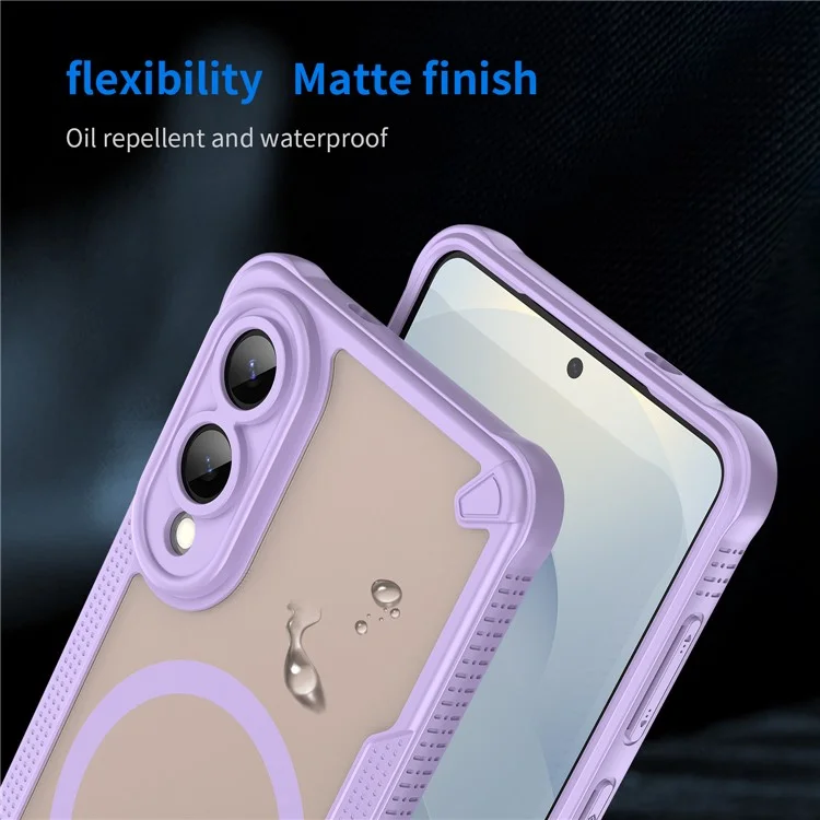 For Samsung Galaxy S25 Edge Magnetic Case Compatible with MagSafe TPU + PC Phone Back Cover - Purple
