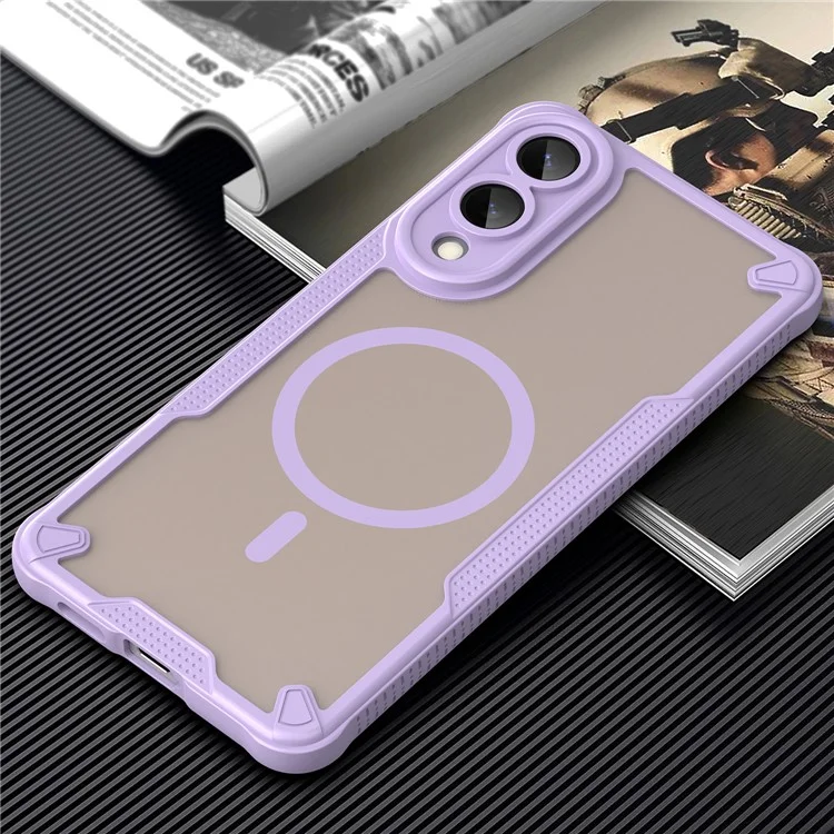 For Samsung Galaxy S25 Edge Magnetic Case Compatible with MagSafe TPU + PC Phone Back Cover - Purple