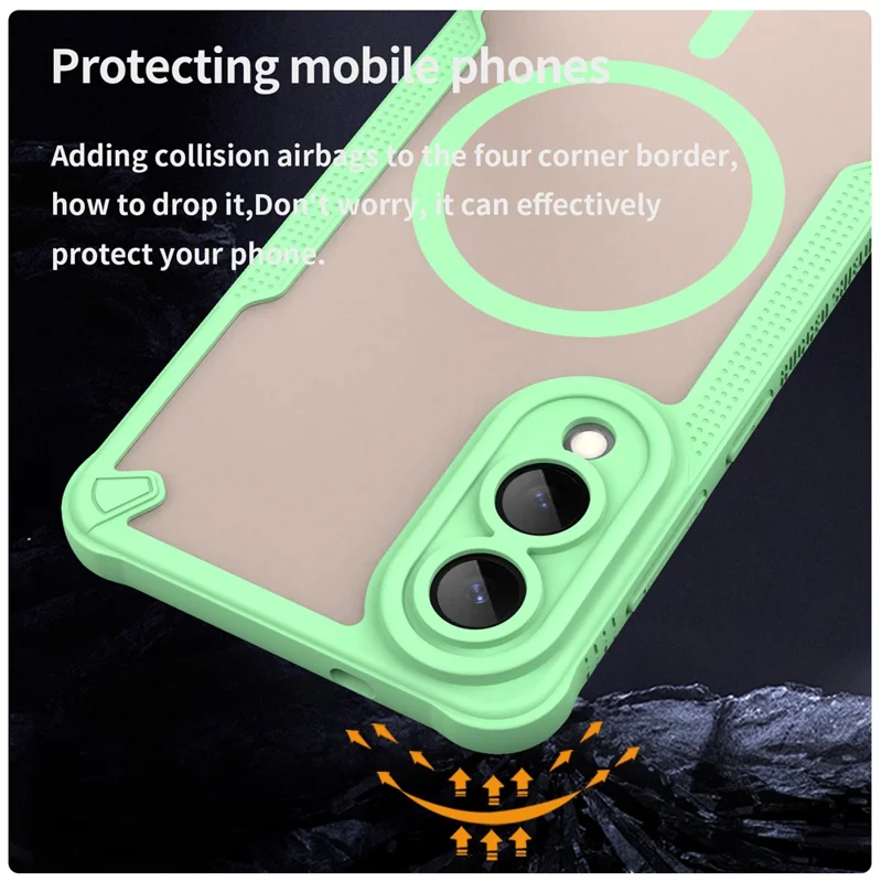 For Samsung Galaxy S25 Edge Magnetic Case TPU + PC Phone Back Cover - Green