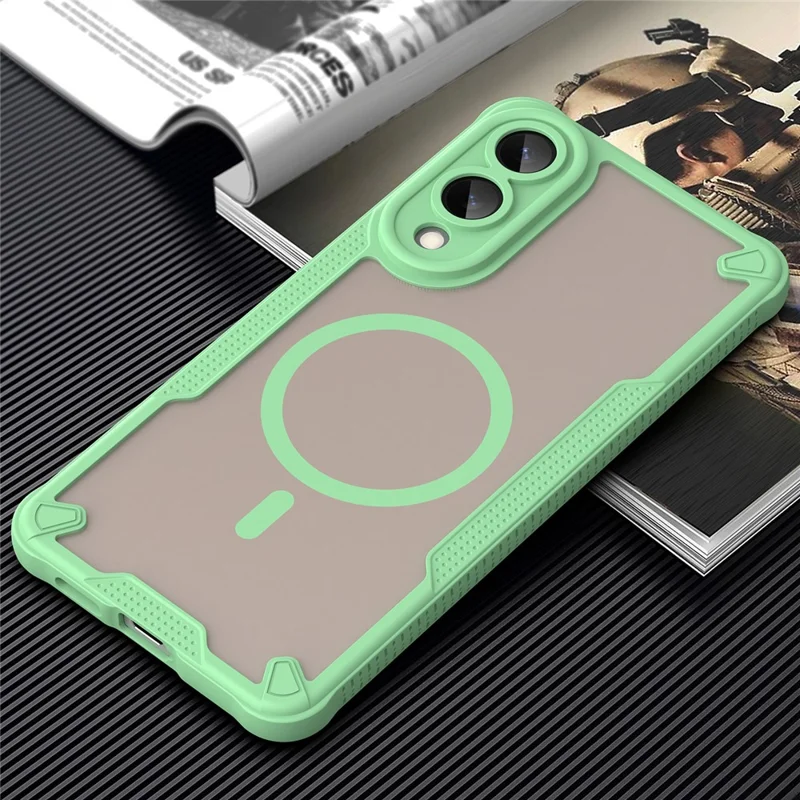 For Samsung Galaxy S25 Edge Magnetic Case TPU + PC Phone Back Cover - Green