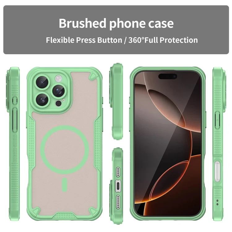 Coque Magnétique Compatible MagSafe TPU + PC pour iPhone 16 Pro - Vert