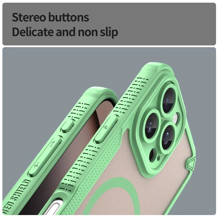 Coque Magnétique Compatible MagSafe TPU + PC pour iPhone 16 Pro - Vert