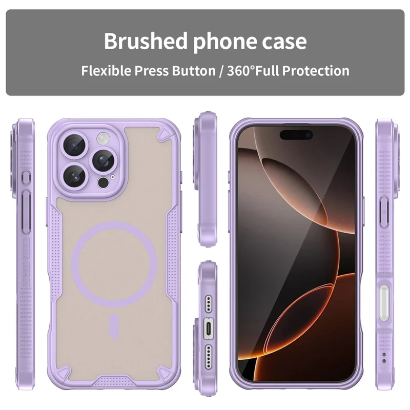 For iPhone 16 Pro Magnetic Case Compatible with MagSafe TPU + PC Phone Back Cover - Purple
