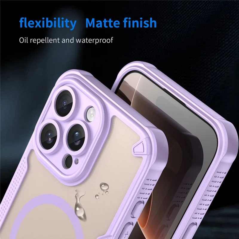 For iPhone 16 Pro Magnetic Case Compatible with MagSafe TPU + PC Phone Back Cover - Purple