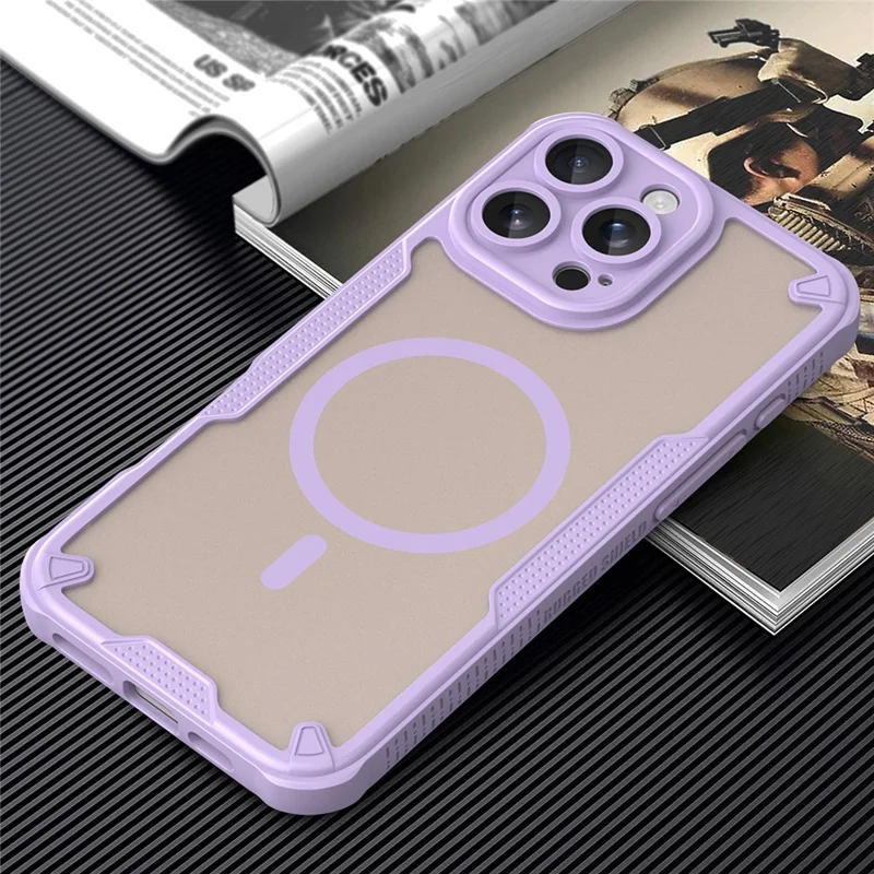 For iPhone 16 Pro Magnetic Case Compatible with MagSafe TPU + PC Phone Back Cover - Purple