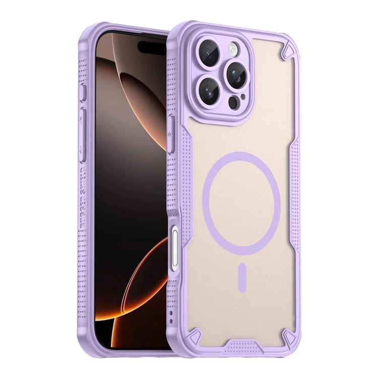 For iPhone 16 Pro Max Magnetic Case Compatible with MagSafe TPU + PC Phone Back Cover - Purple