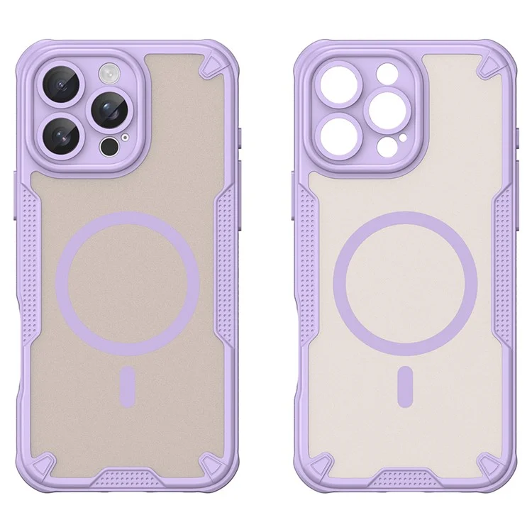 For iPhone 16 Pro Max Magnetic Case Compatible with MagSafe TPU + PC Phone Back Cover - Purple