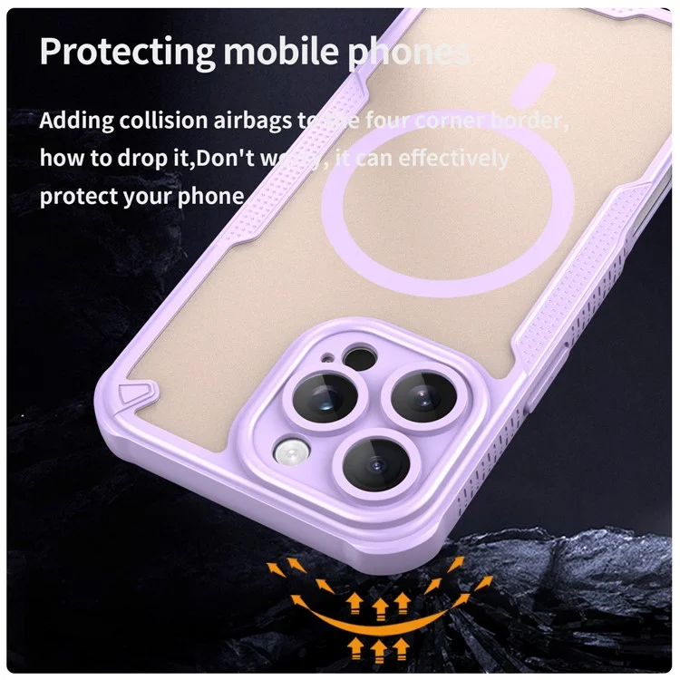 For iPhone 16 Pro Max Magnetic Case Compatible with MagSafe TPU + PC Phone Back Cover - Purple