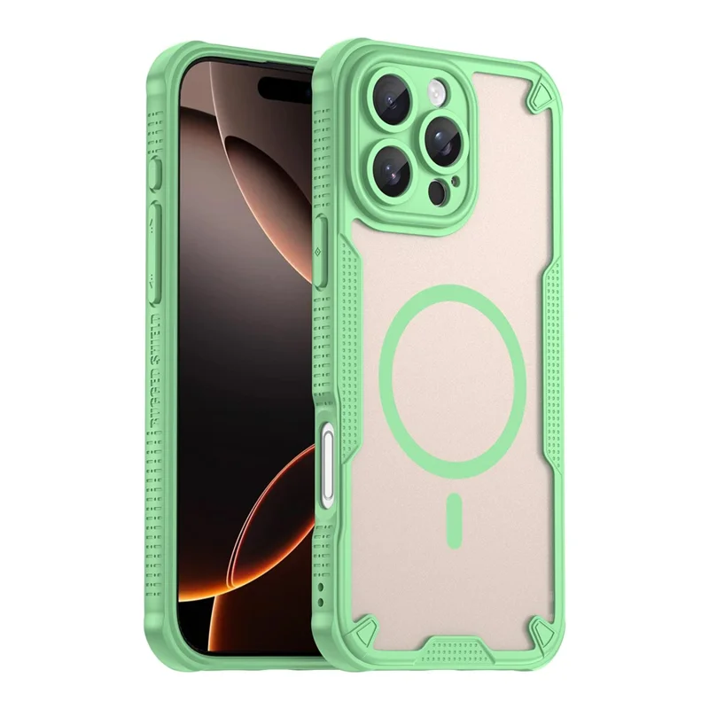 For iPhone 16 Pro Max Magnetic Case Compatible with MagSafe TPU + PC Phone Back Cover - Green