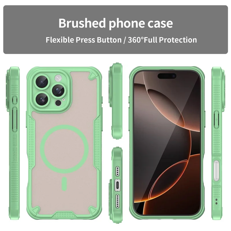 For iPhone 16 Pro Max Magnetic Case Compatible with MagSafe TPU + PC Phone Back Cover - Green