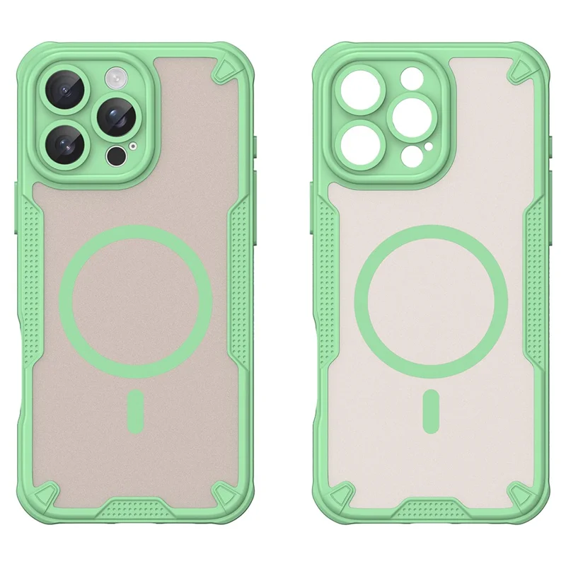 For iPhone 16 Pro Max Magnetic Case Compatible with MagSafe TPU + PC Phone Back Cover - Green
