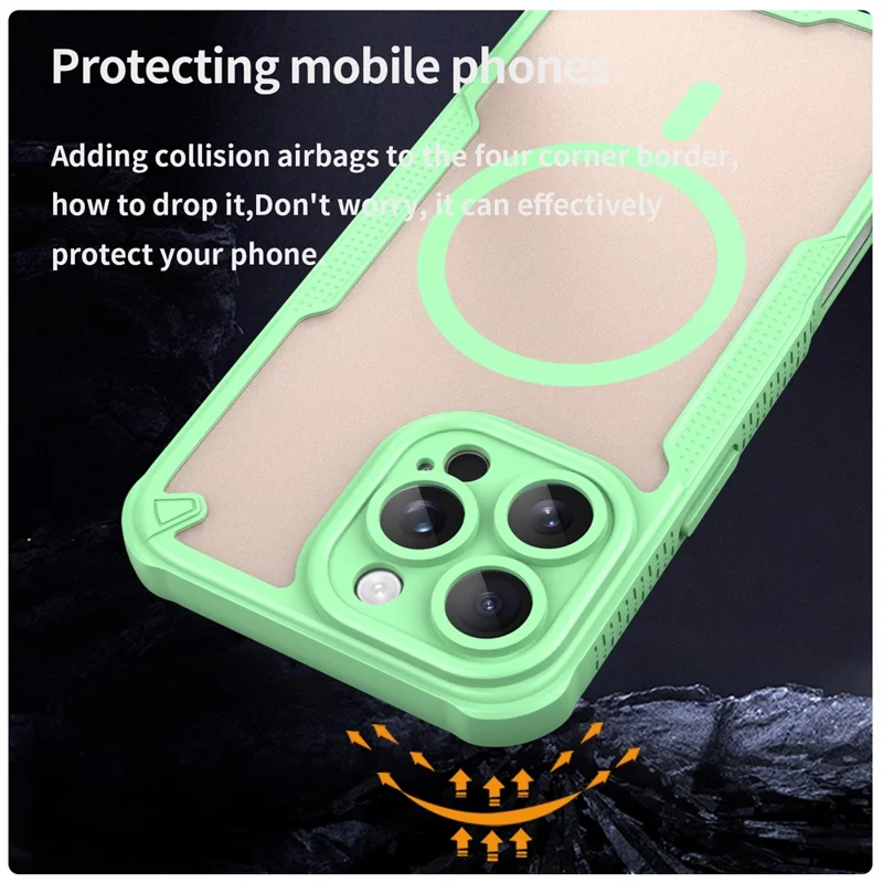 For iPhone 16 Pro Max Magnetic Case Compatible with MagSafe TPU + PC Phone Back Cover - Green