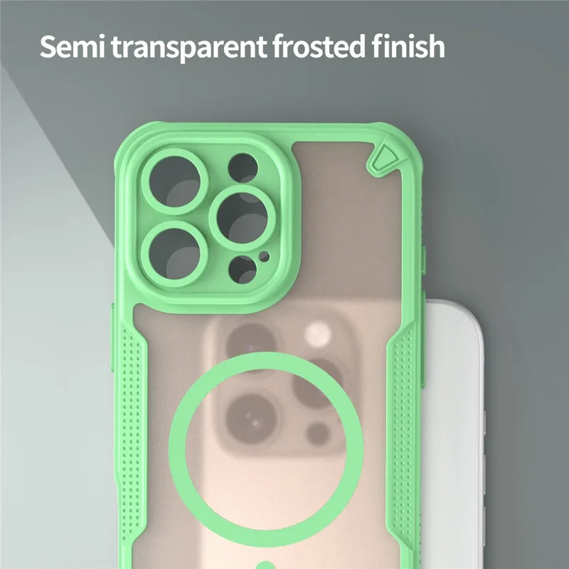 For iPhone 16 Pro Max Magnetic Case Compatible with MagSafe TPU + PC Phone Back Cover - Green