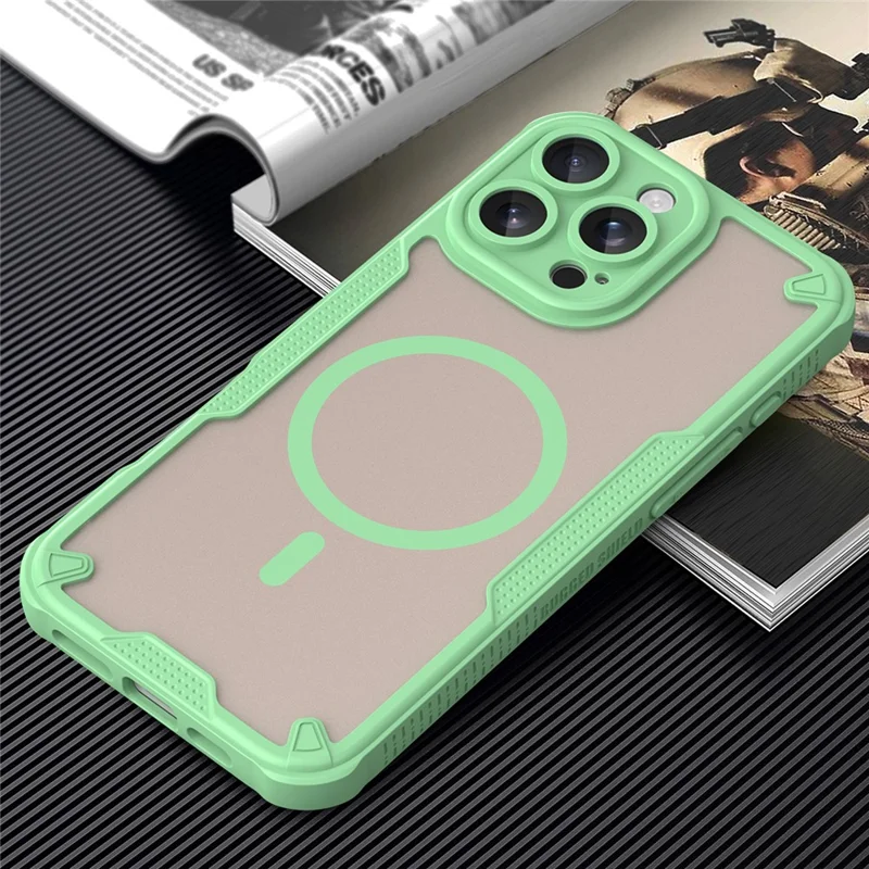 For iPhone 16 Pro Max Magnetic Case Compatible with MagSafe TPU + PC Phone Back Cover - Green
