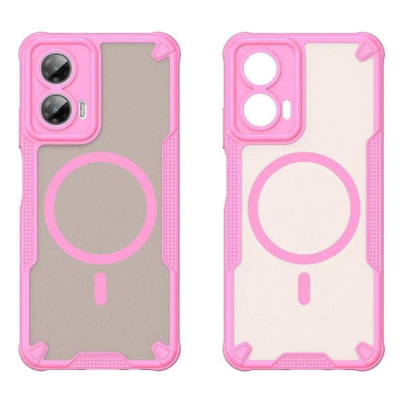 For Motorola Moto G35 5G Magnetic Case Compatible with MagSafe TPU + PC Phone Back Cover - Pink