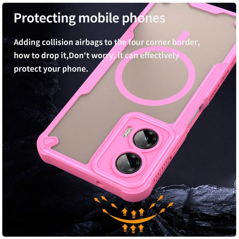 For Motorola Moto G35 5G Magnetic Case Compatible with MagSafe TPU + PC Phone Back Cover - Pink