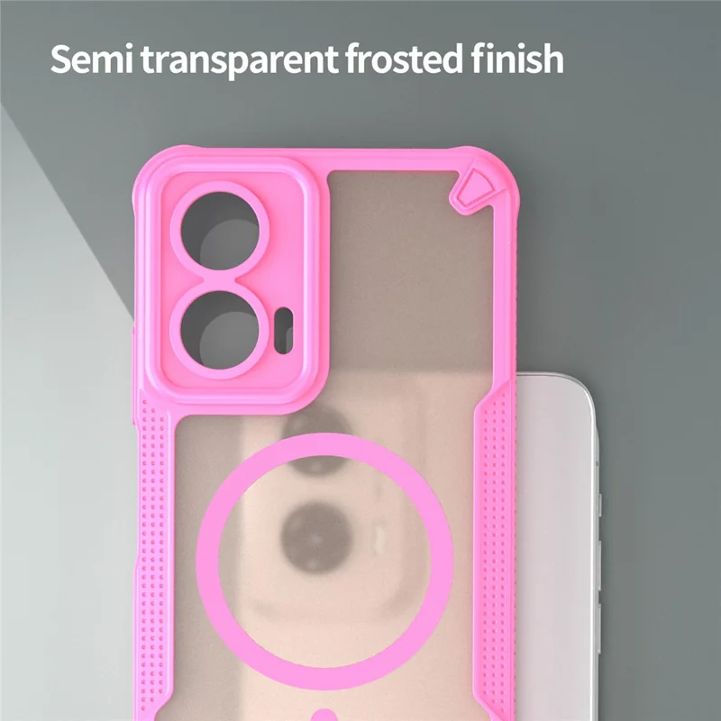 For Motorola Moto G35 5G Magnetic Case Compatible with MagSafe TPU + PC Phone Back Cover - Pink