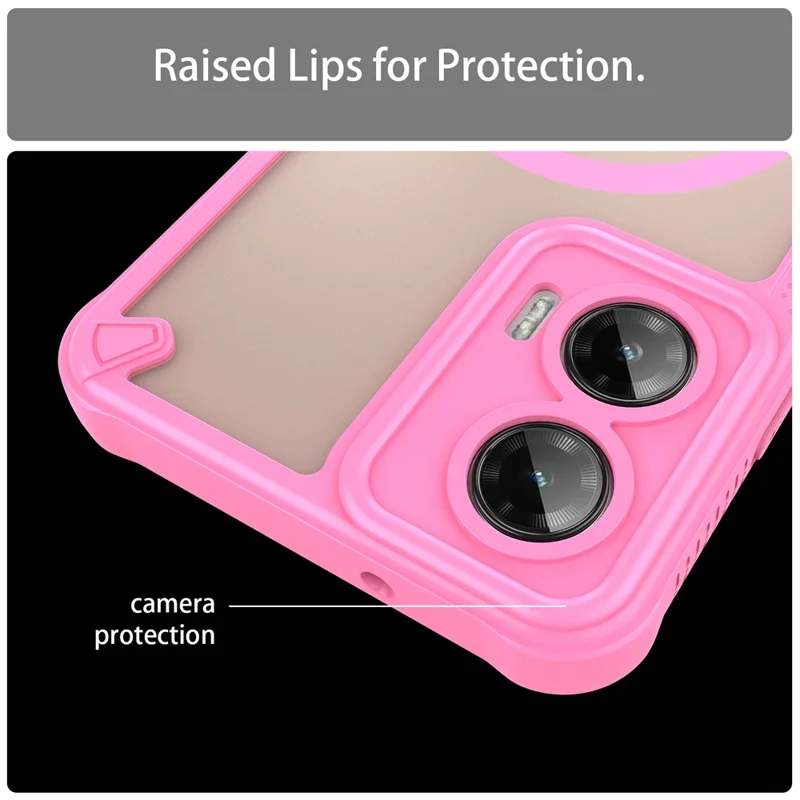 For Motorola Moto G35 5G Magnetic Case Compatible with MagSafe TPU + PC Phone Back Cover - Pink