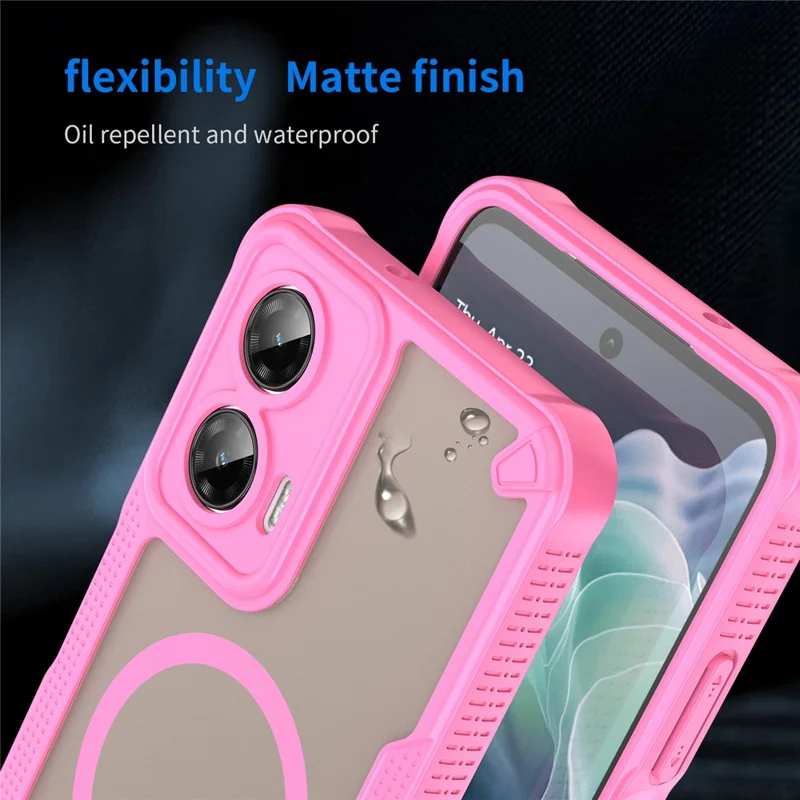 For Motorola Moto G35 5G Magnetic Case Compatible with MagSafe TPU + PC Phone Back Cover - Pink