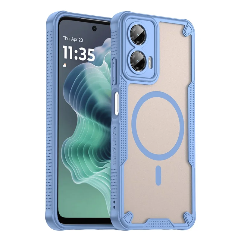 For Motorola Moto G35 5G Magnetic Case TPU + PC Phone Back Cover - Blue