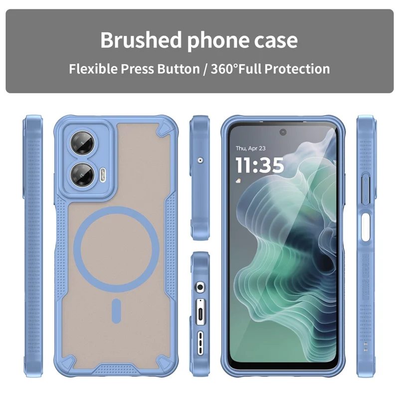For Motorola Moto G35 5G Magnetic Case TPU + PC Phone Back Cover - Blue