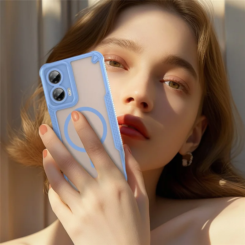 For Motorola Moto G35 5G Magnetic Case TPU + PC Phone Back Cover - Blue