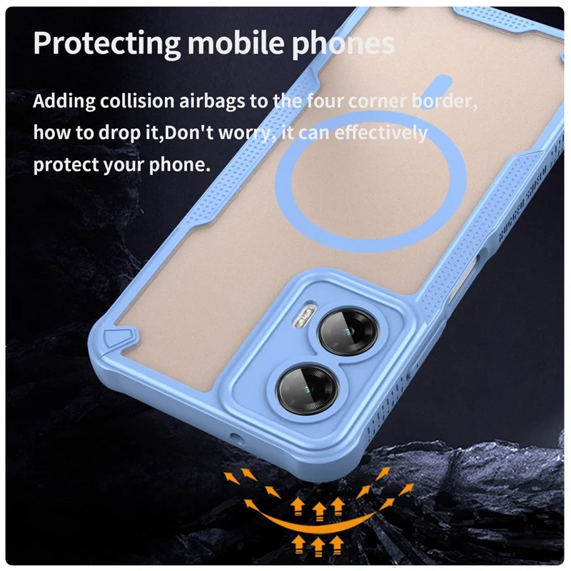 For Motorola Moto G35 5G Magnetic Case TPU + PC Phone Back Cover - Blue