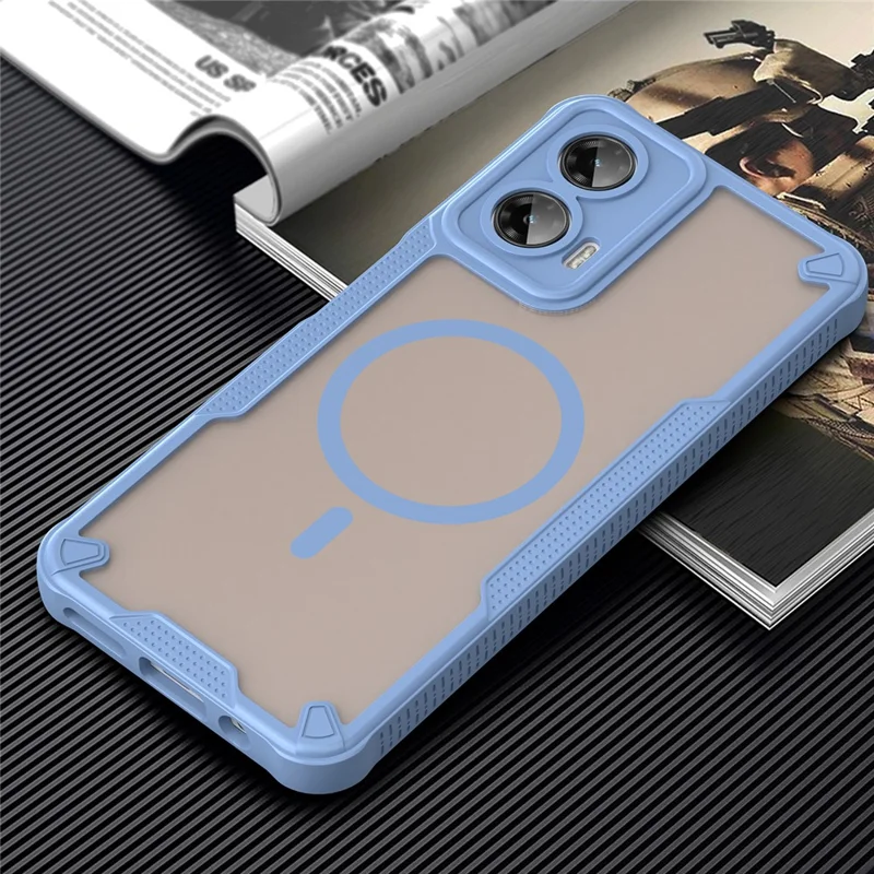 For Motorola Moto G35 5G Magnetic Case TPU + PC Phone Back Cover - Blue