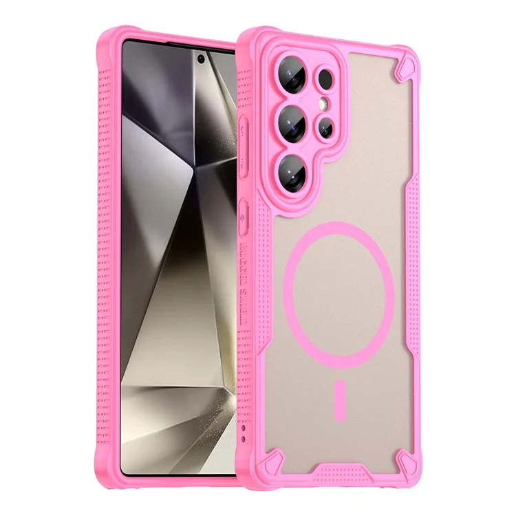 Per Samsung Galaxy S25 Ultra Custodia magnetica compatibile con MagSafe TPU + Custodia posteriore in PC - Rosa