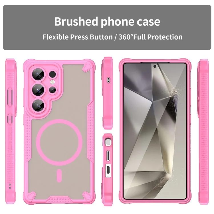 Per Samsung Galaxy S25 Ultra Custodia magnetica compatibile con MagSafe TPU + Custodia posteriore in PC - Rosa