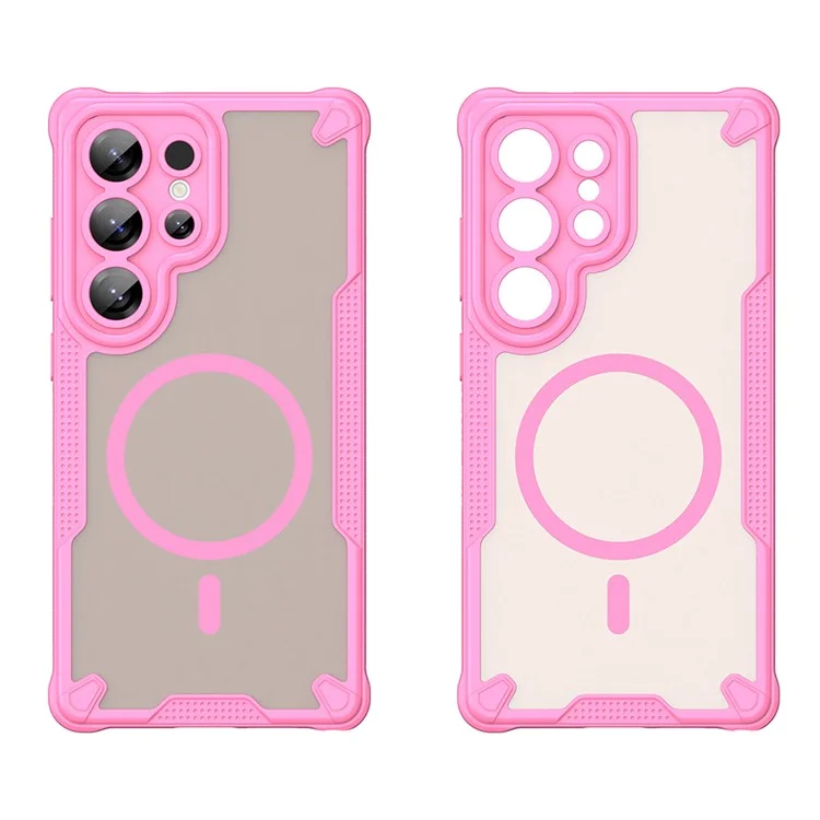 Per Samsung Galaxy S25 Ultra Custodia magnetica compatibile con MagSafe TPU + Custodia posteriore in PC - Rosa