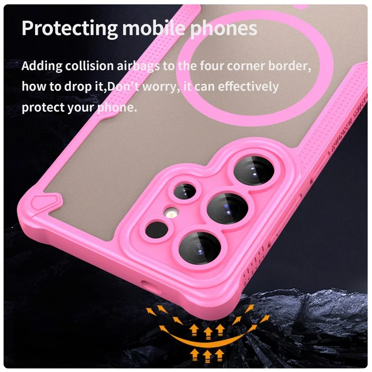 Per Samsung Galaxy S25 Ultra Custodia magnetica compatibile con MagSafe TPU + Custodia posteriore in PC - Rosa