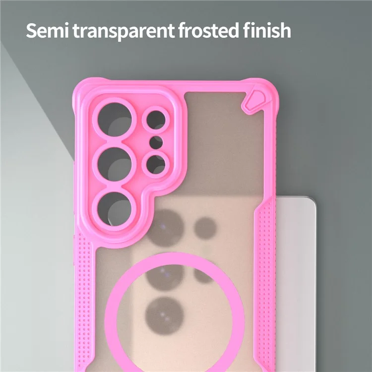 Per Samsung Galaxy S25 Ultra Custodia magnetica compatibile con MagSafe TPU + Custodia posteriore in PC - Rosa